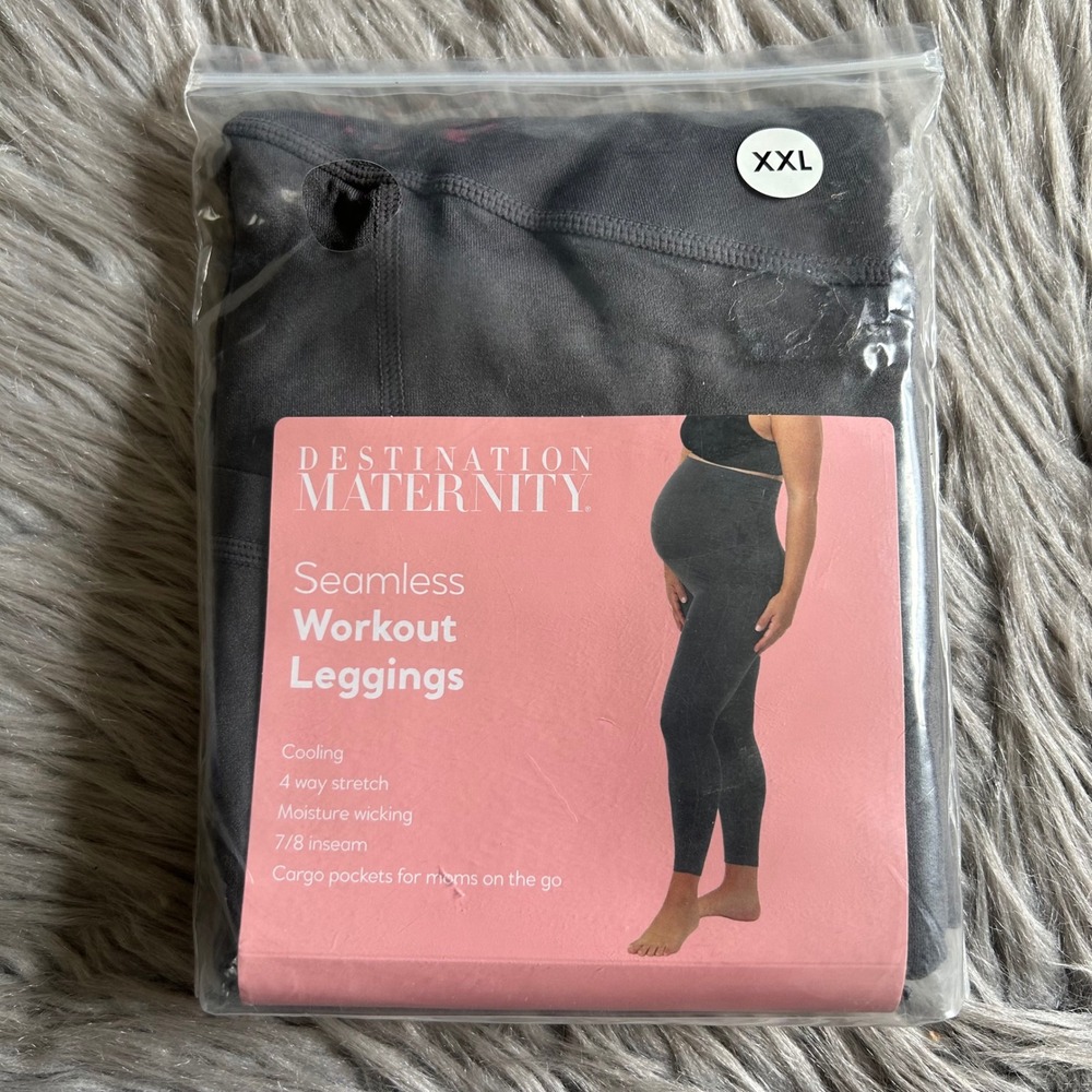 Destination Maternity Seamless Workout Leggings Women's Size XXL Gray Stretch